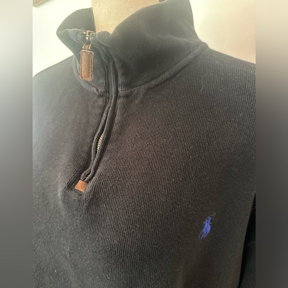 Polo Ralph Lauren 1/4 Zip Sweatshirt - XL leather zip pull - Picture 3 of 7